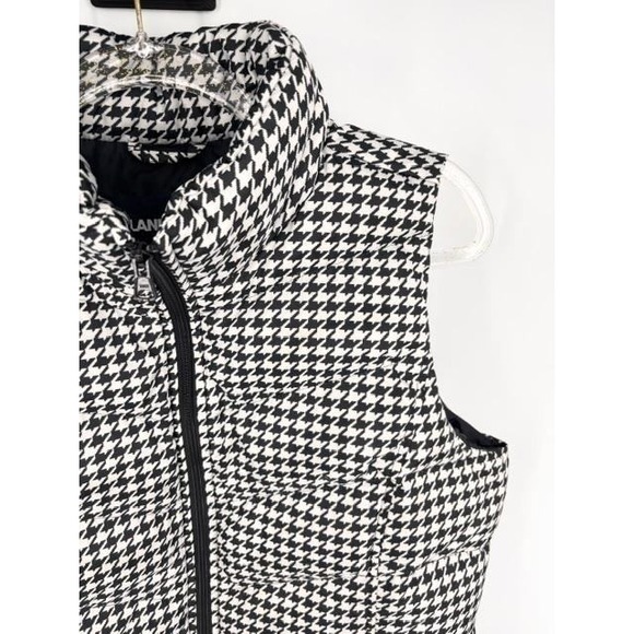 Lands End Quilted Houndstooth Puffer Vest Size Medium Black White Warm Outdoor - Picture 3 of 8